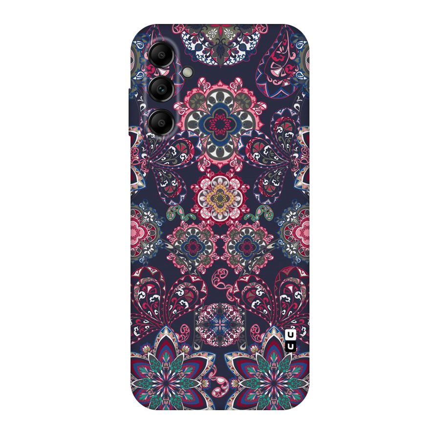 Navy Blue Bloom Pattern Original Polycarbonate Back Case for Galaxy A14 5G