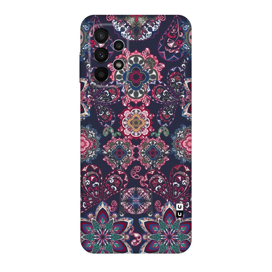 Navy Blue Bloom Pattern Original Polycarbonate Back Case for Galaxy A23
