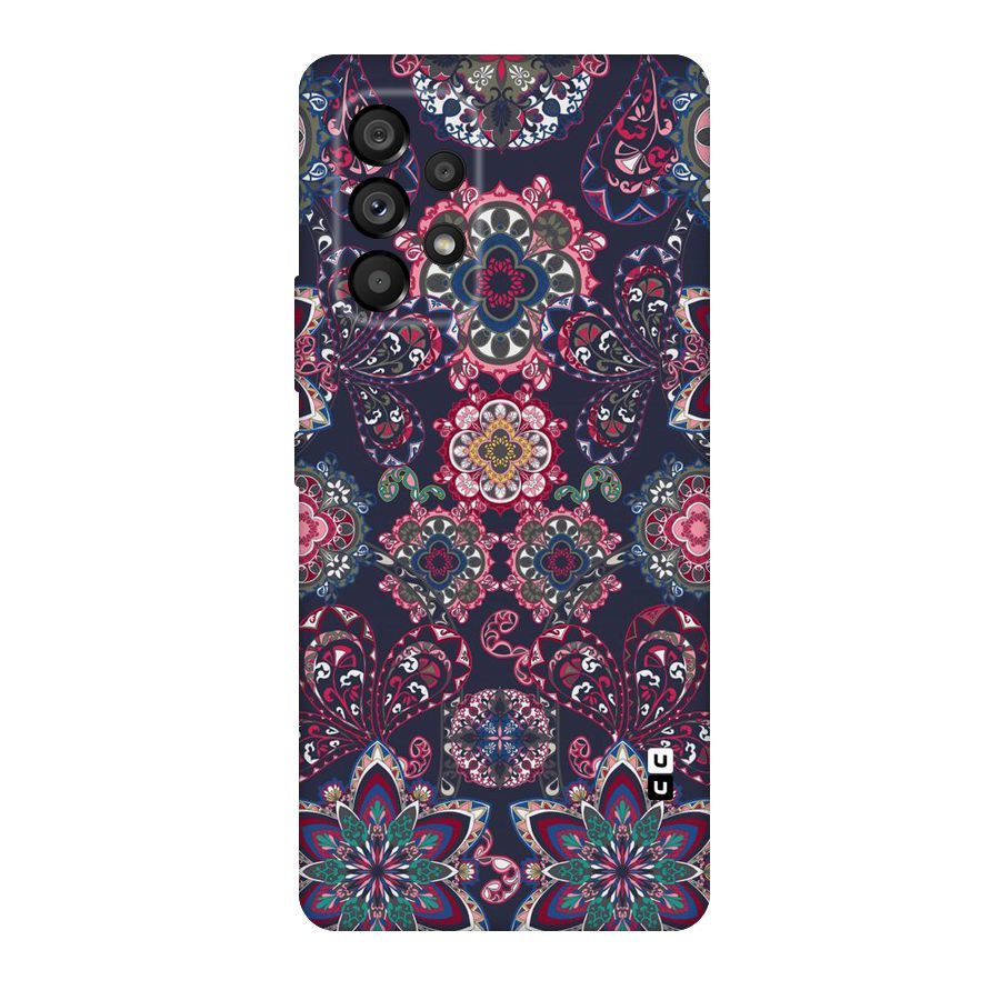 Navy Blue Bloom Pattern Original Polycarbonate Back Case for Galaxy A53 5G
