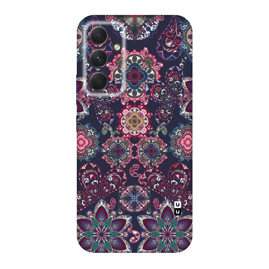 Navy Blue Bloom Pattern Original Polycarbonate Back Case for Galaxy A54
