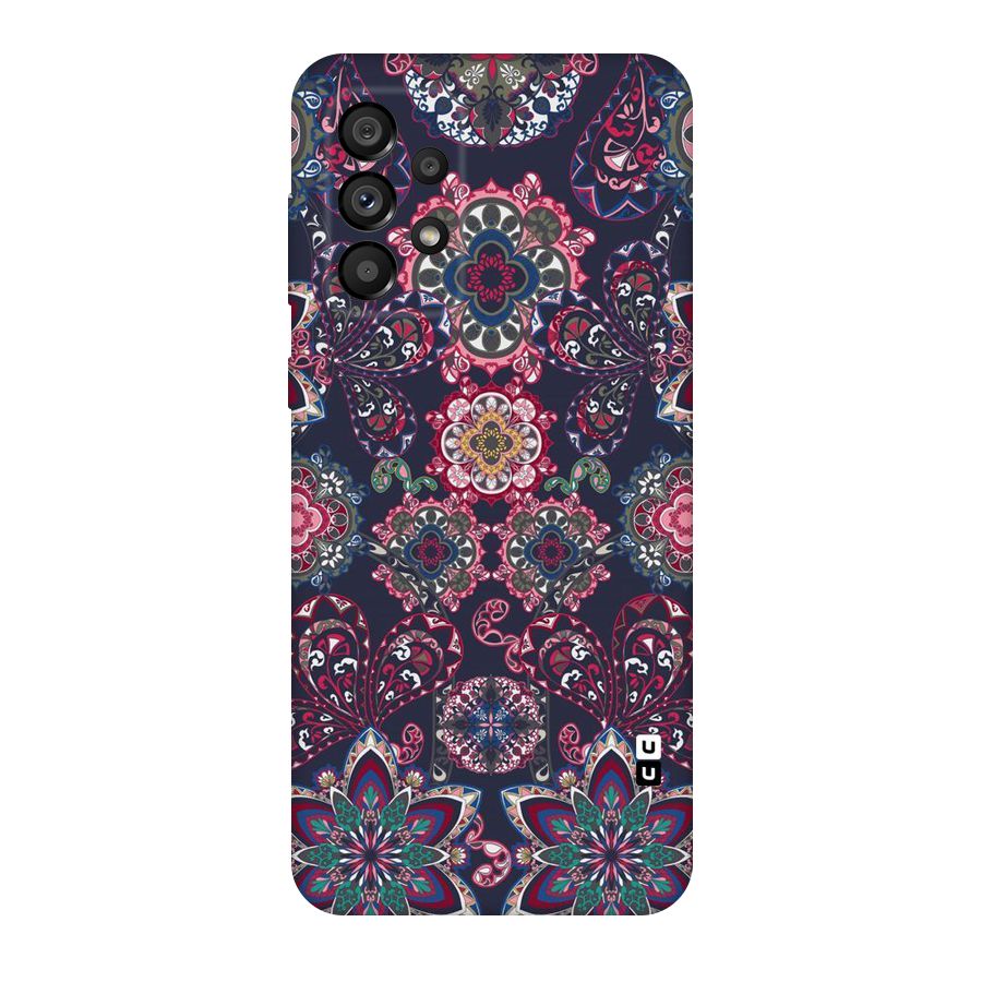 Navy Blue Bloom Pattern Original Polycarbonate Back Case for Galaxy A73 5G