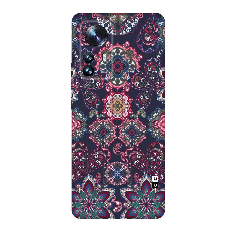 Navy Blue Bloom Pattern Original Polycarbonate Back Case for Xiaomi 12 Pro