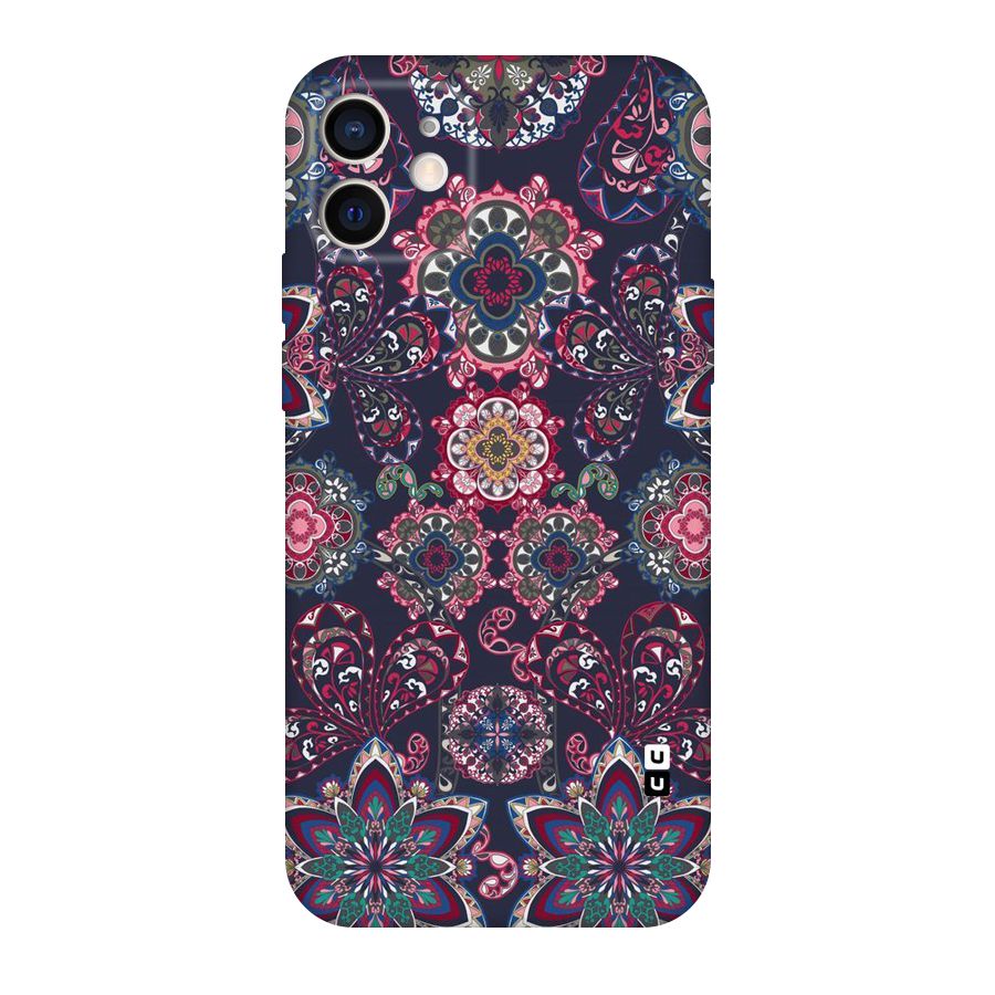 Navy Blue Bloom Pattern Original Polycarbonate Back Case for iPhone 12