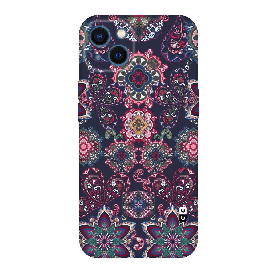 Navy Blue Bloom Pattern Original Polycarbonate Back Case for iPhone 13