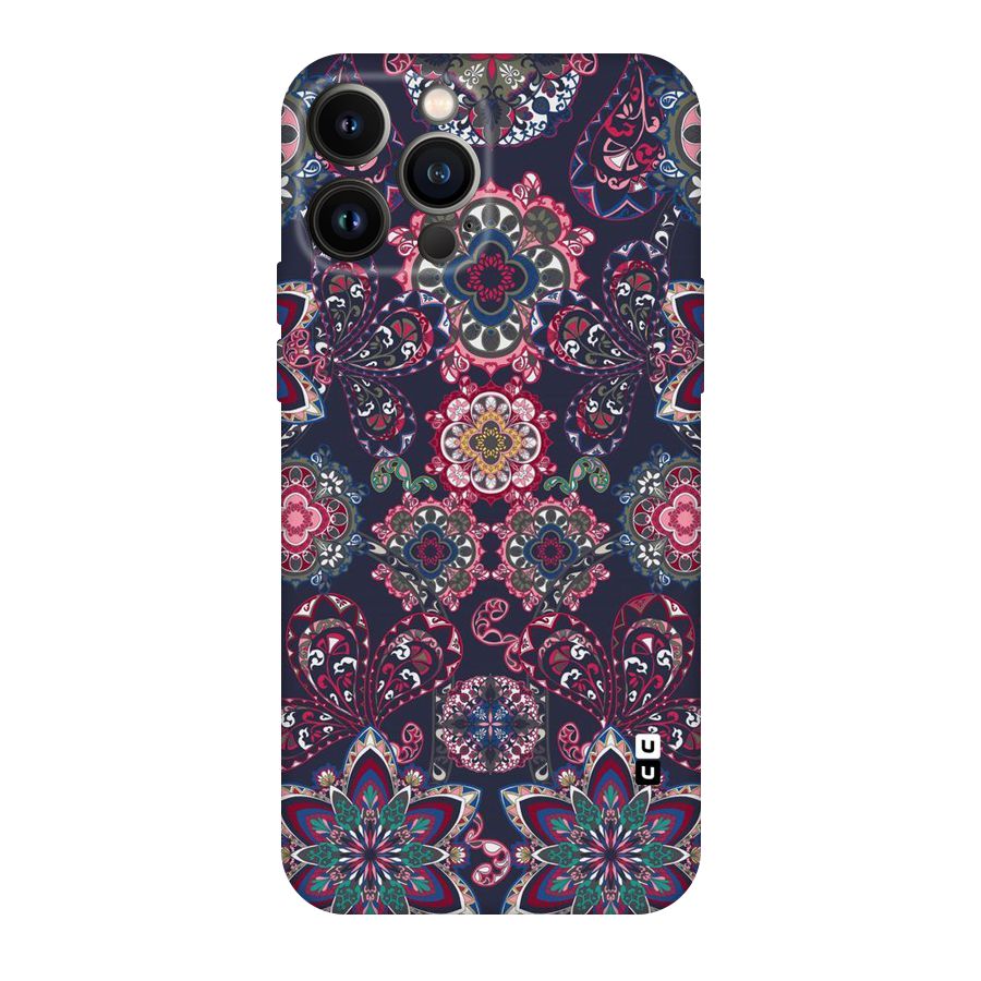 Navy Blue Bloom Pattern Original Polycarbonate Back Case for iPhone 13 Pro Max