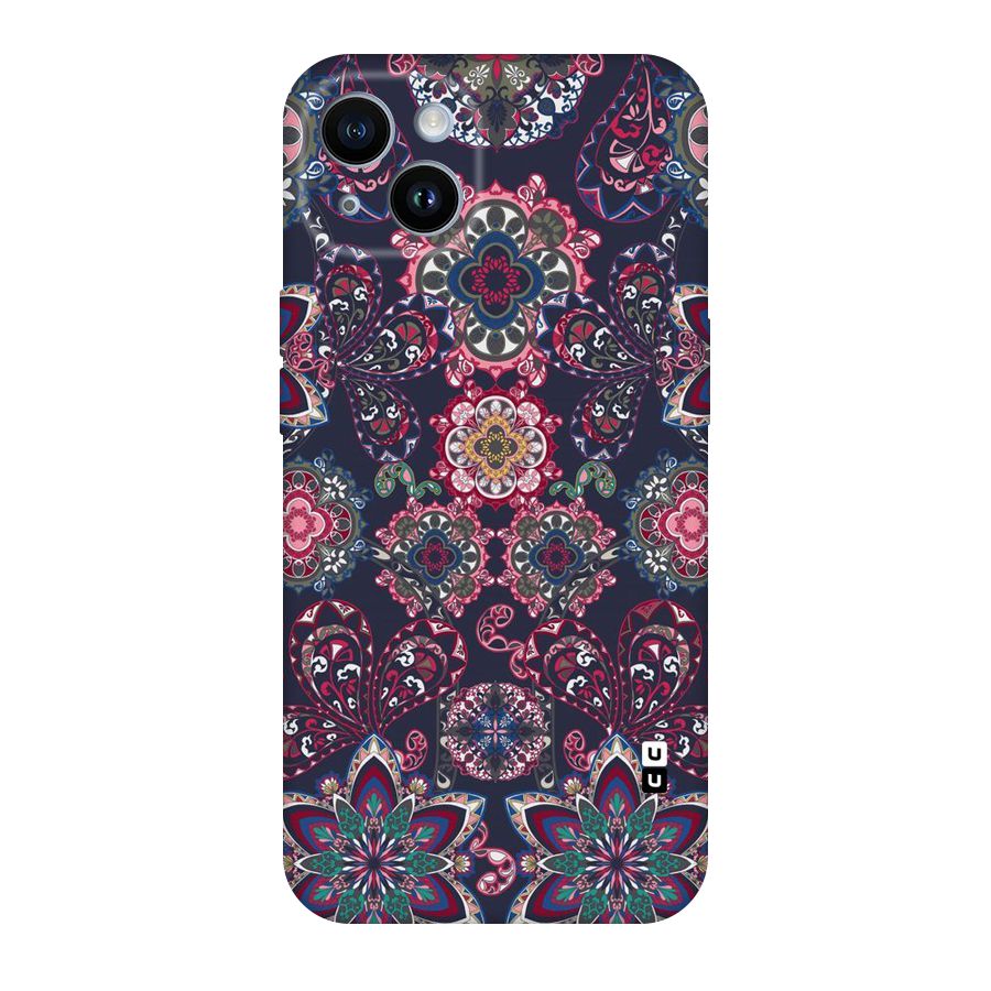 Navy Blue Bloom Pattern Original Polycarbonate Back Case for iPhone 14
