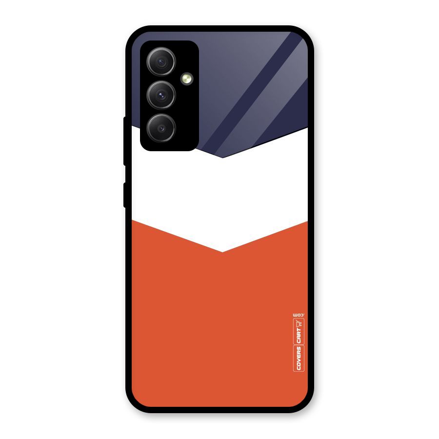 Navy Blue White Orange Arrow Glass Back Case for Galaxy A34