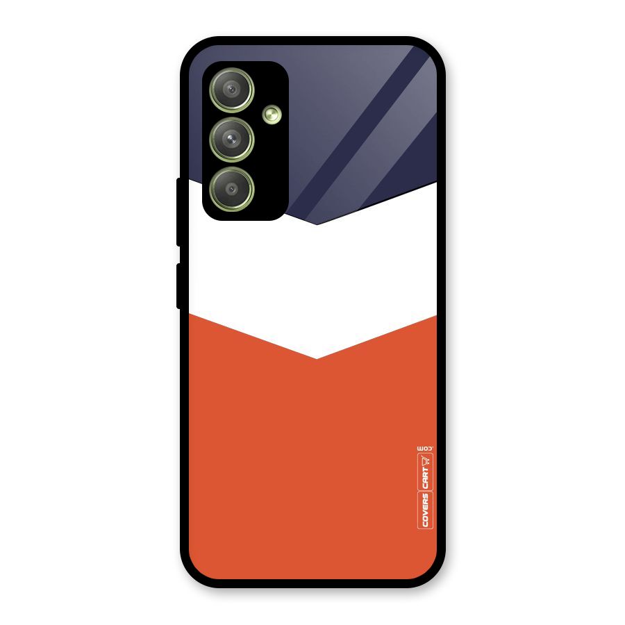 Navy Blue White Orange Arrow Glass Back Case for Galaxy A54