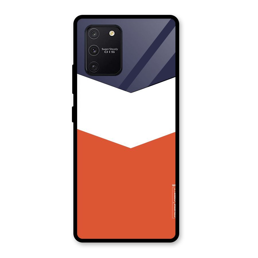Navy Blue White Orange Arrow Glass Back Case for Galaxy S10 Lite