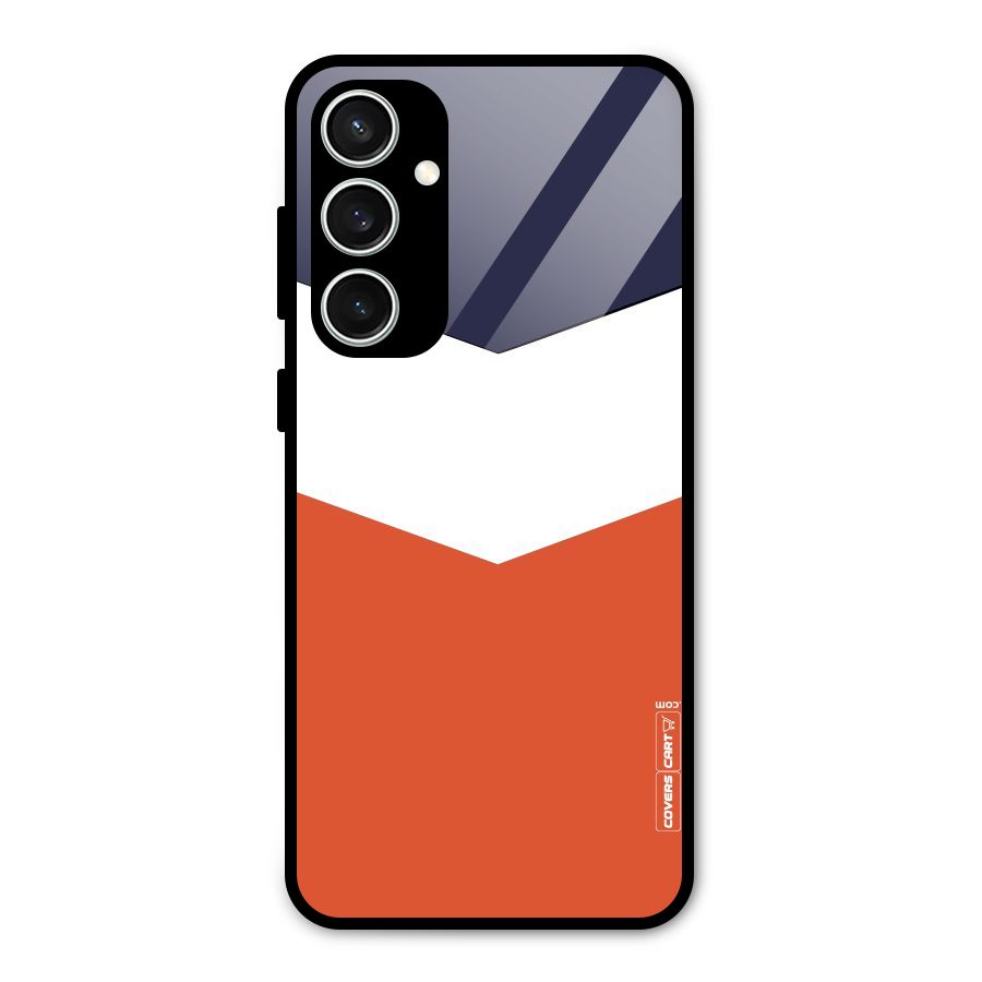 Navy Blue White Orange Arrow Glass Back Case for Galaxy S23 FE