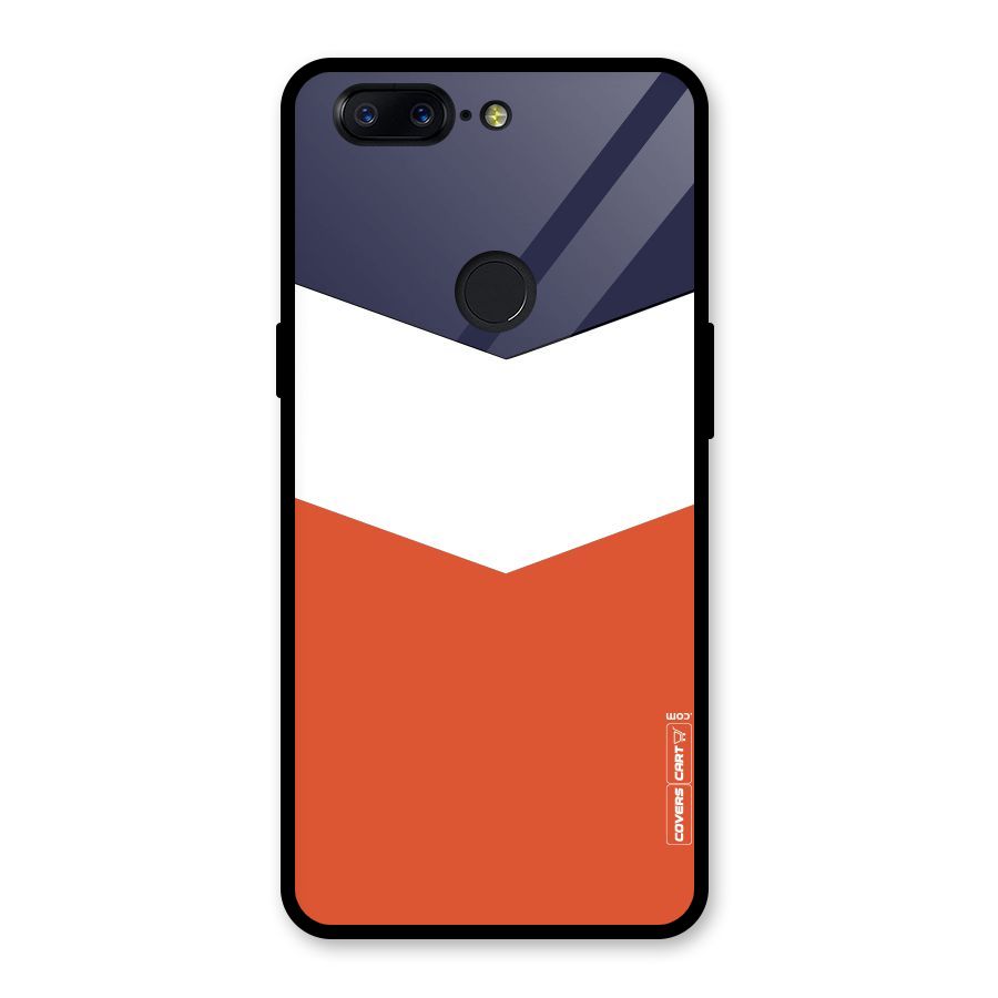 Navy Blue White Orange Arrow Glass Back Case for OnePlus 5T