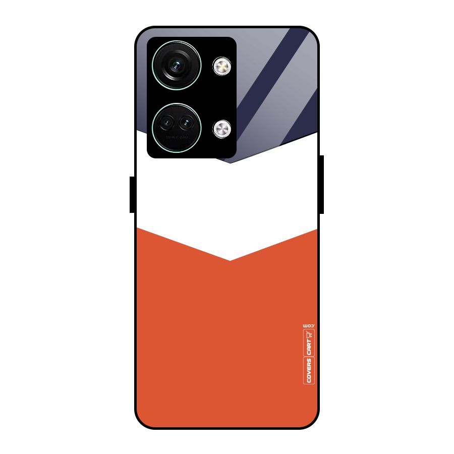 Navy Blue White Orange Arrow Glass Back Case for Oneplus Nord 3