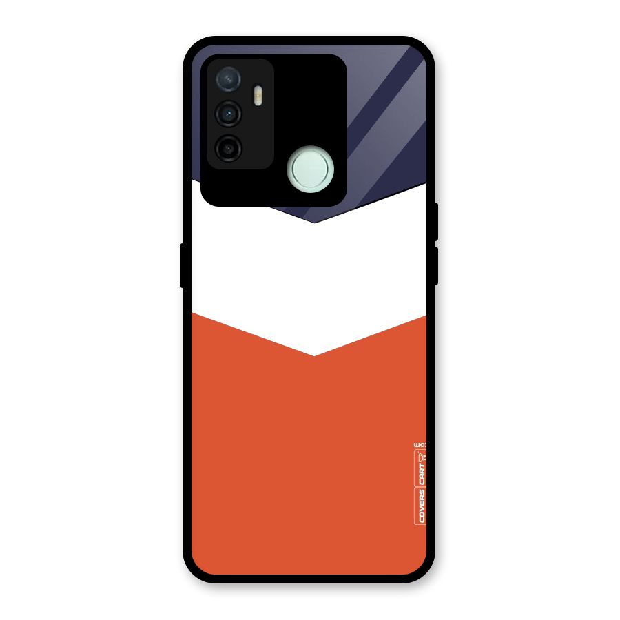 Navy Blue White Orange Arrow Glass Back Case for Oppo A53