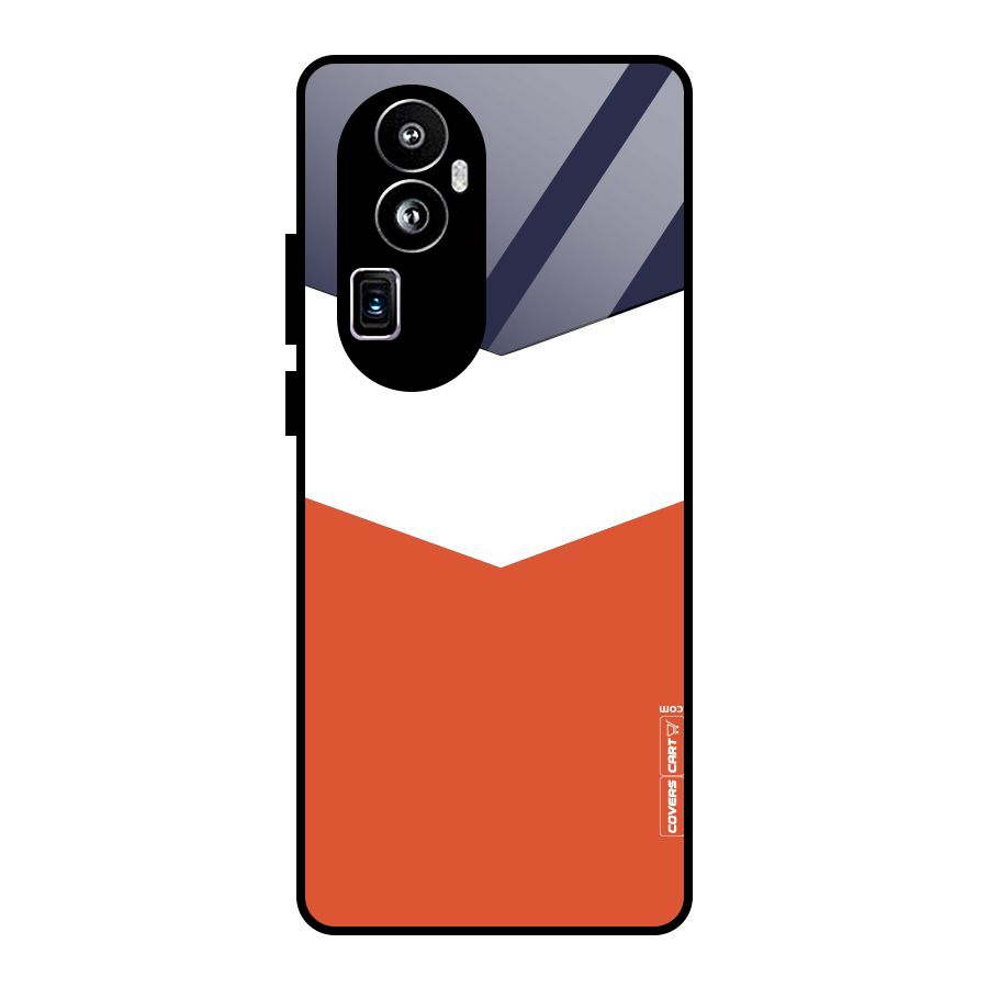 Navy Blue White Orange Arrow Glass Back Case for Oppo Reno10 Pro Plus