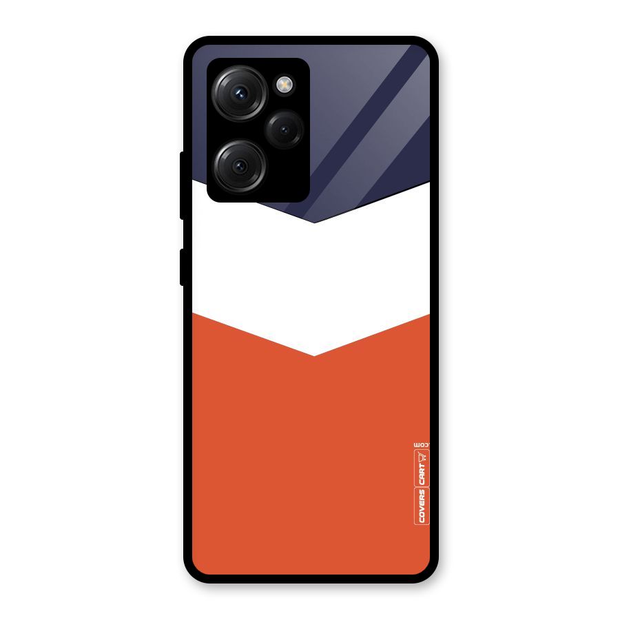 Navy Blue White Orange Arrow Glass Back Case for Poco X5 Pro