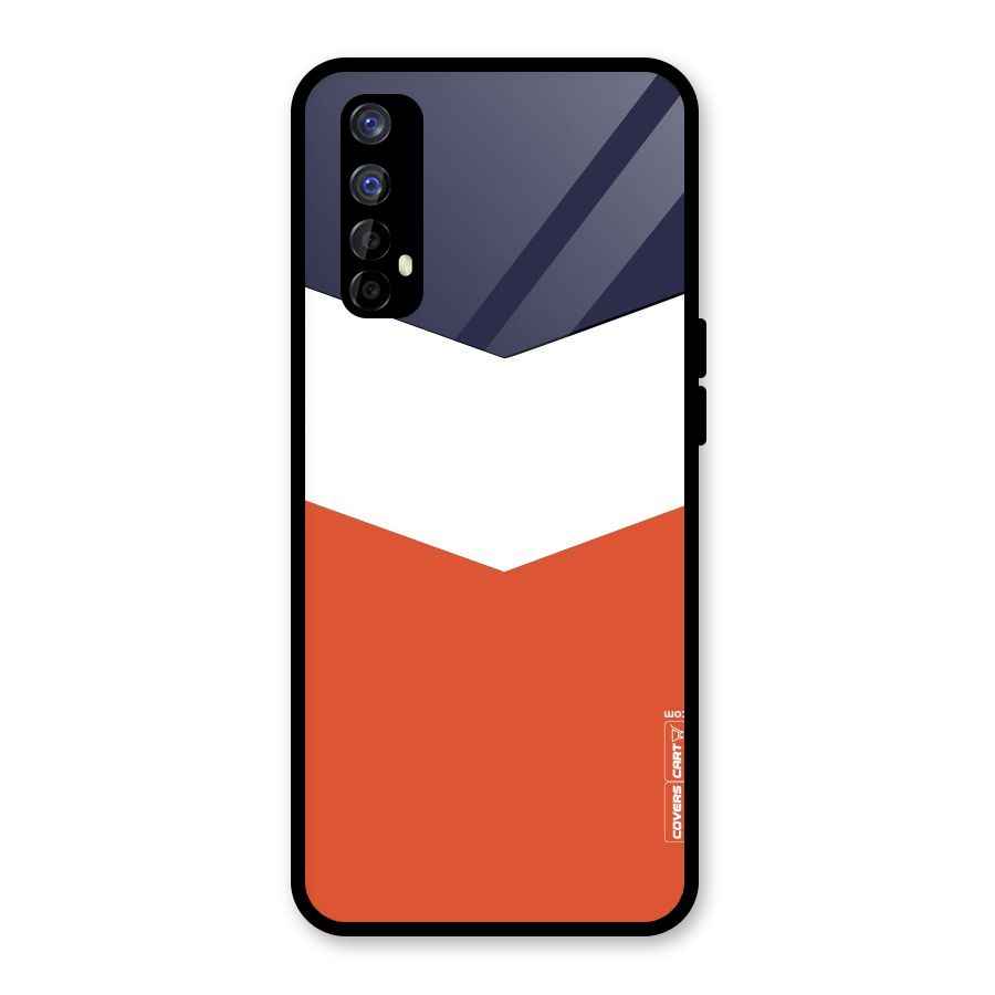 Navy Blue White Orange Arrow Glass Back Case for Realme Narzo 20 Pro