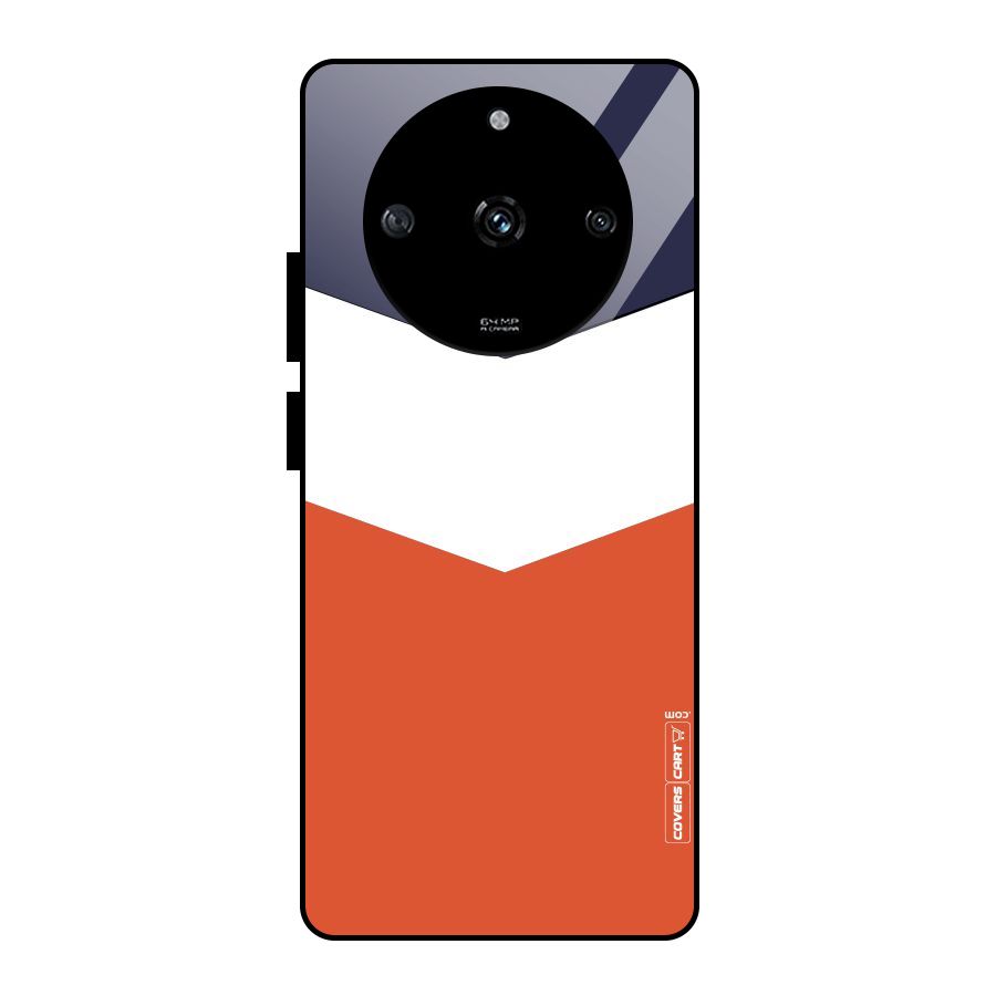 Navy Blue White Orange Arrow Glass Back Case for Realme Narzo 60 5G