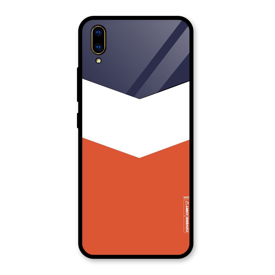 Navy Blue White Orange Arrow Glass Back Case for Vivo V11 Pro