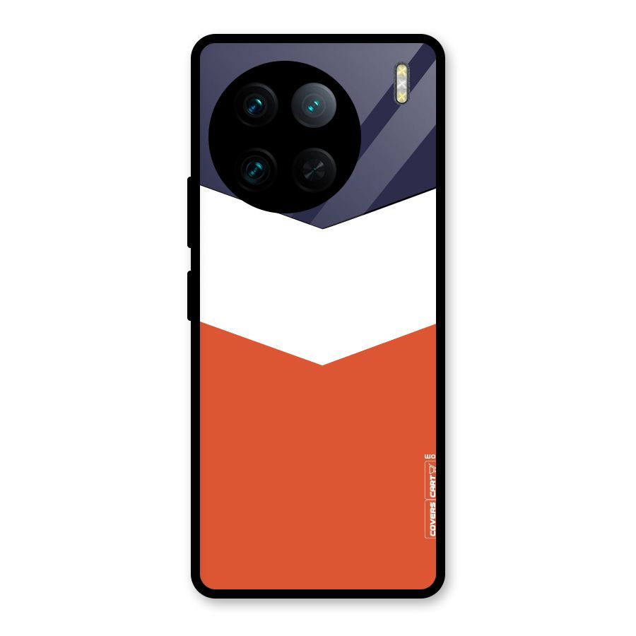 Navy Blue White Orange Arrow Glass Back Case for Vivo X90 Pro