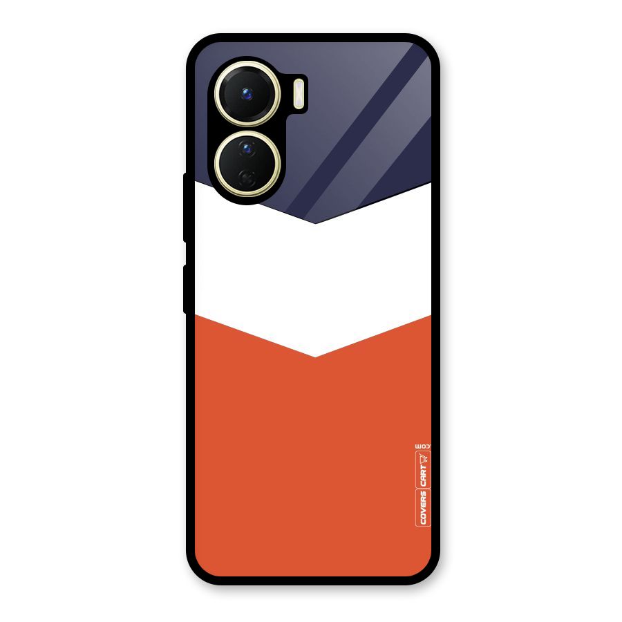 Navy Blue White Orange Arrow Glass Back Case for Vivo Y56