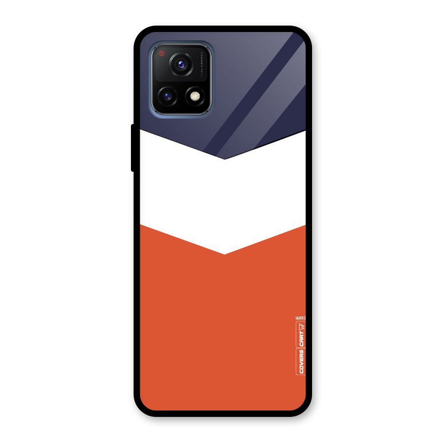 Navy Blue White Orange Arrow Glass Back Case for Vivo Y72 5G