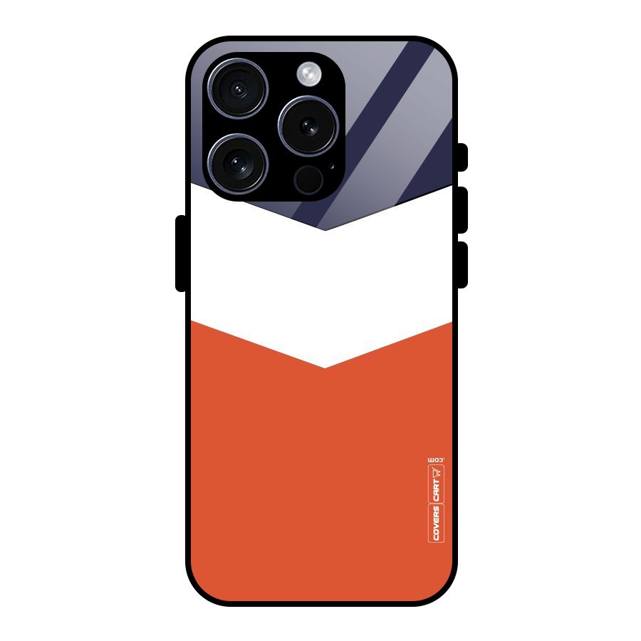 Navy Blue White Orange Arrow Glass Back Case for iPhone 15 Pro