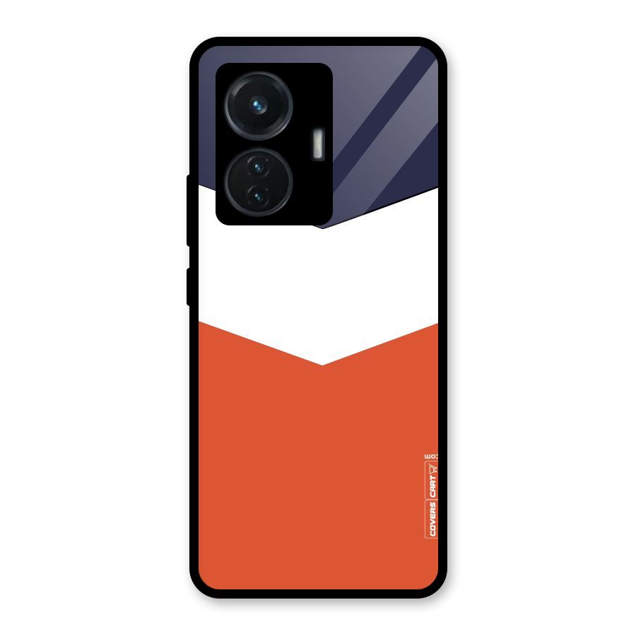 Navy Blue White Orange Arrow Glass Back Case for iQOO Z6 44W