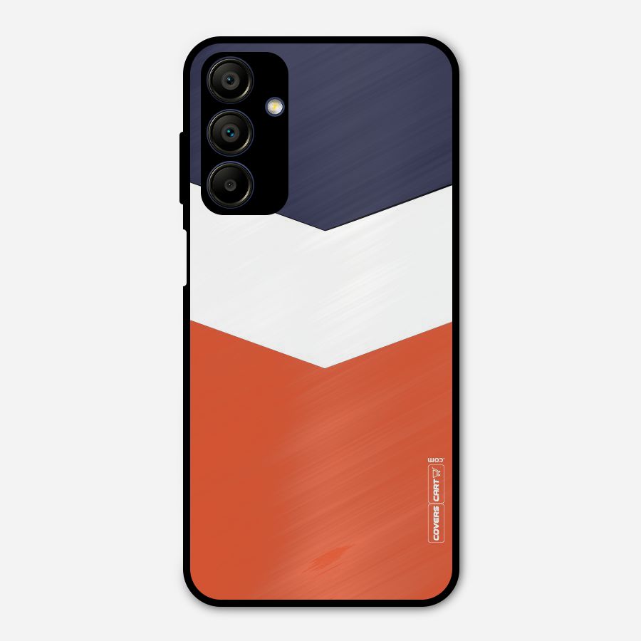 Navy Blue White Orange Arrow Metal Back Case for Galaxy A15 5G