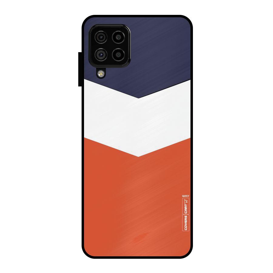 Navy Blue White Orange Arrow Metal Back Case for Galaxy A22 4G