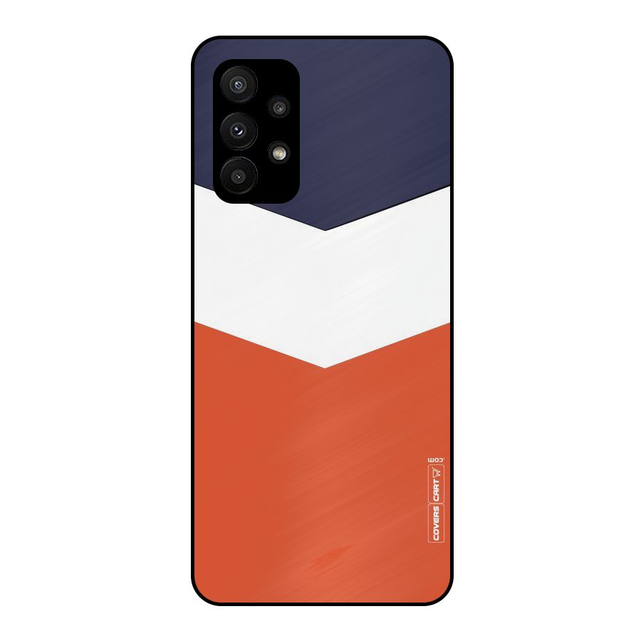 Navy Blue White Orange Arrow Metal Back Case for Galaxy A23