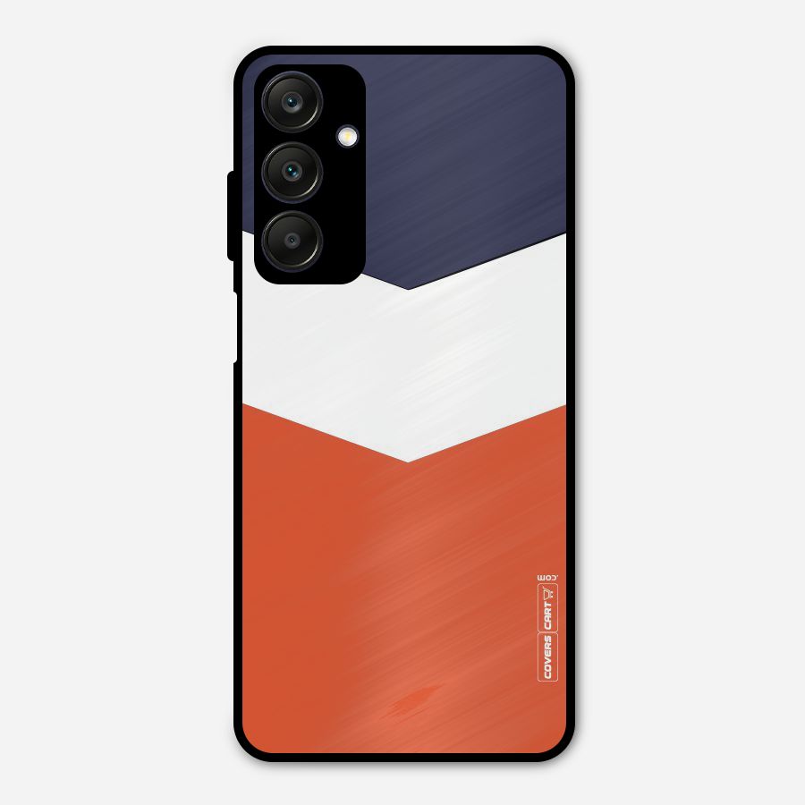 Navy Blue White Orange Arrow Metal Back Case for Galaxy A25 5G
