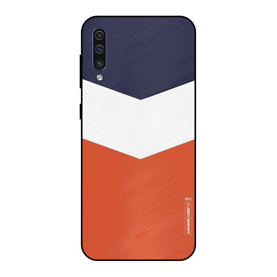 Navy Blue White Orange Arrow Metal Back Case for Galaxy A30s
