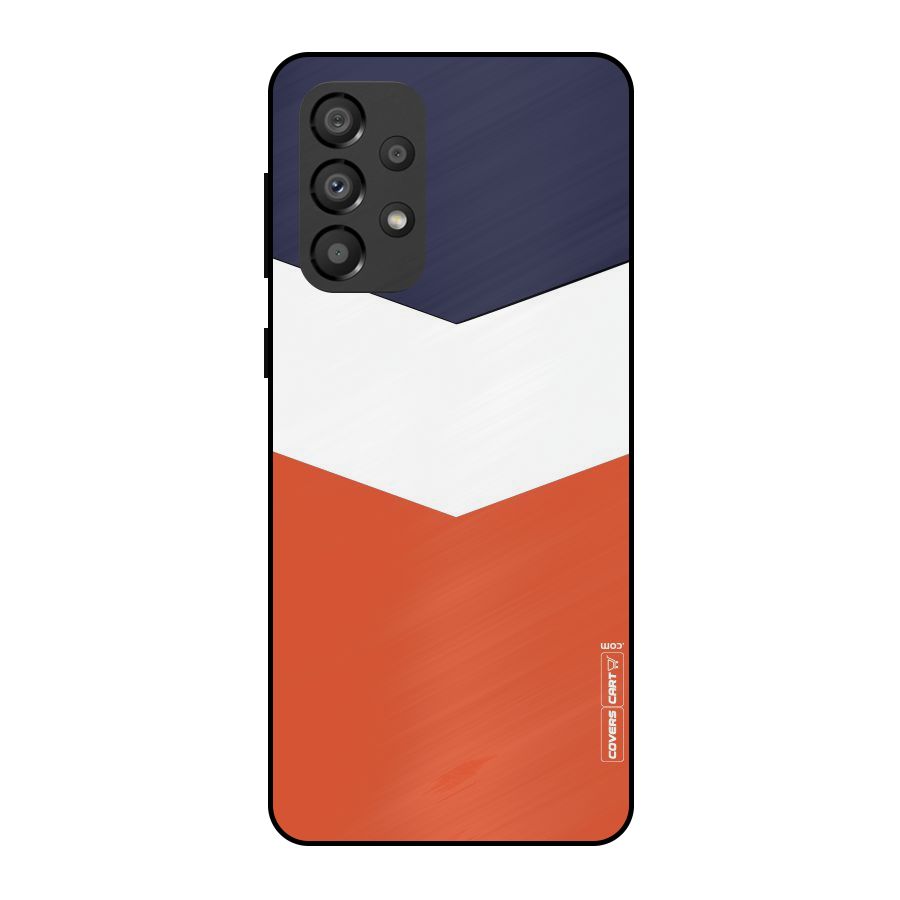 Navy Blue White Orange Arrow Metal Back Case for Galaxy A33 5G