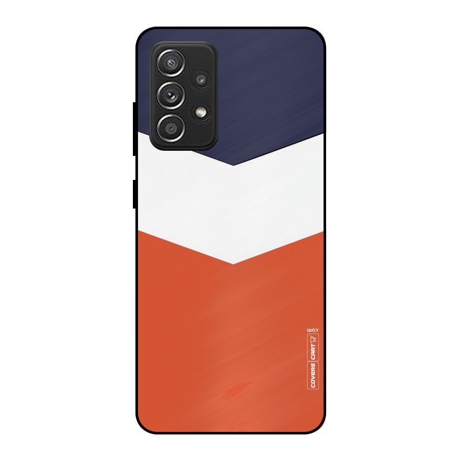 Navy Blue White Orange Arrow Metal Back Case for Galaxy A52s 5G