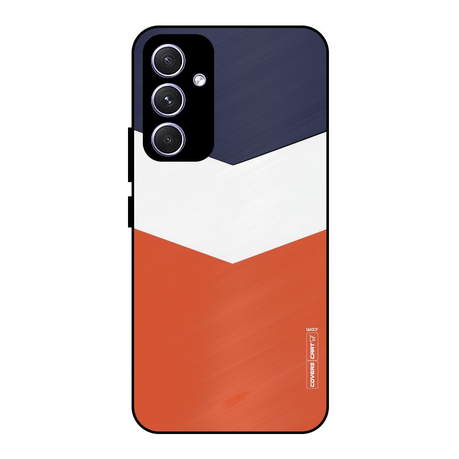 Navy Blue White Orange Arrow Metal Back Case for Galaxy A54