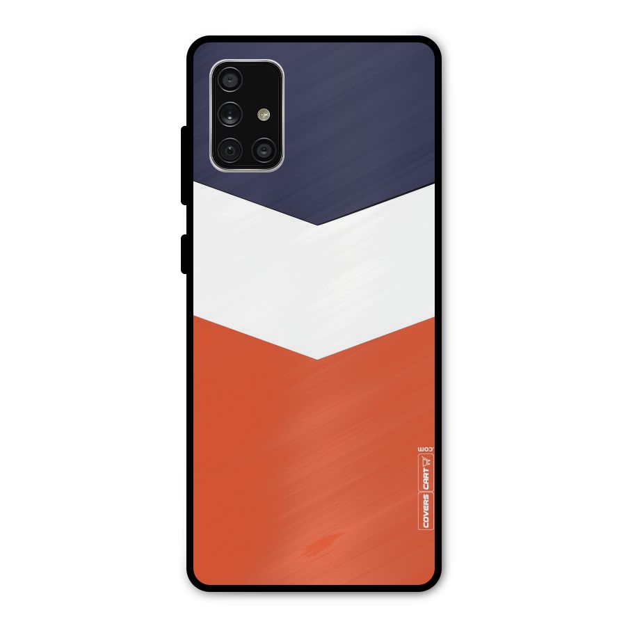Navy Blue White Orange Arrow Metal Back Case for Galaxy A71