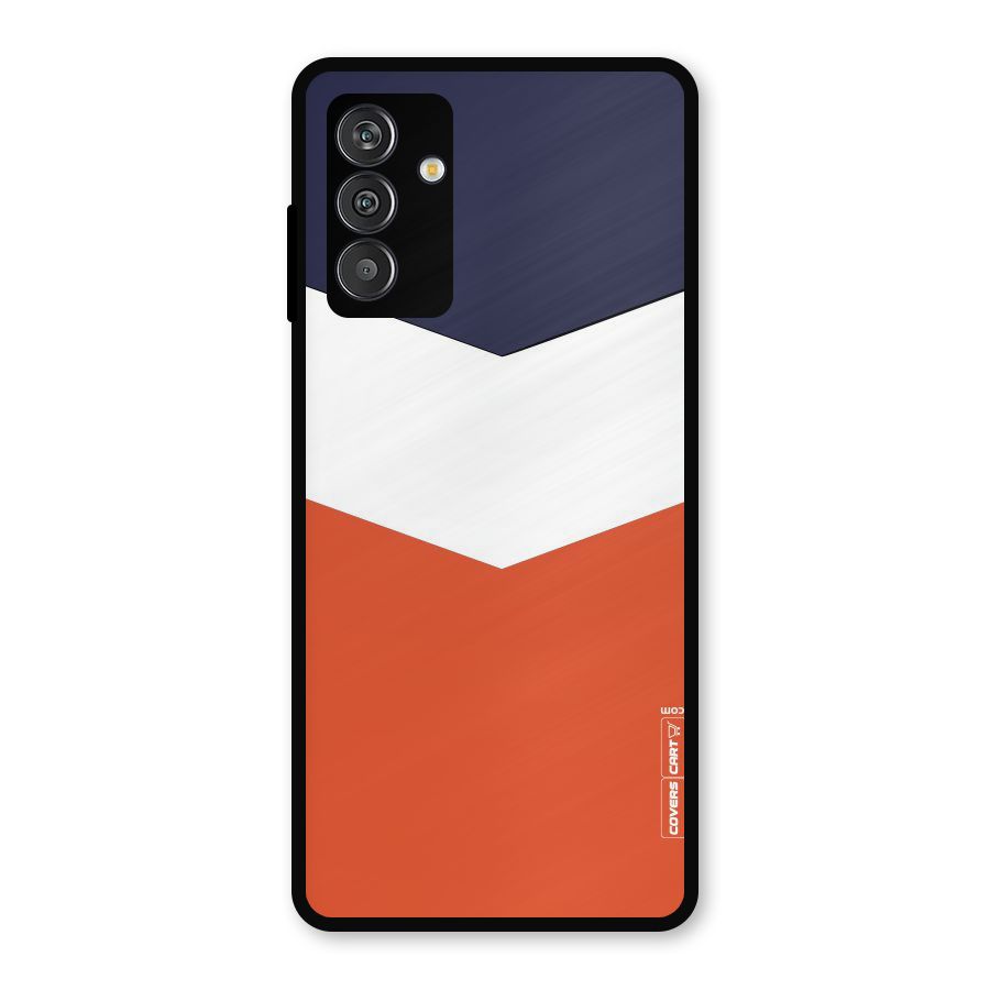 Navy Blue White Orange Arrow Metal Back Case for Galaxy F13