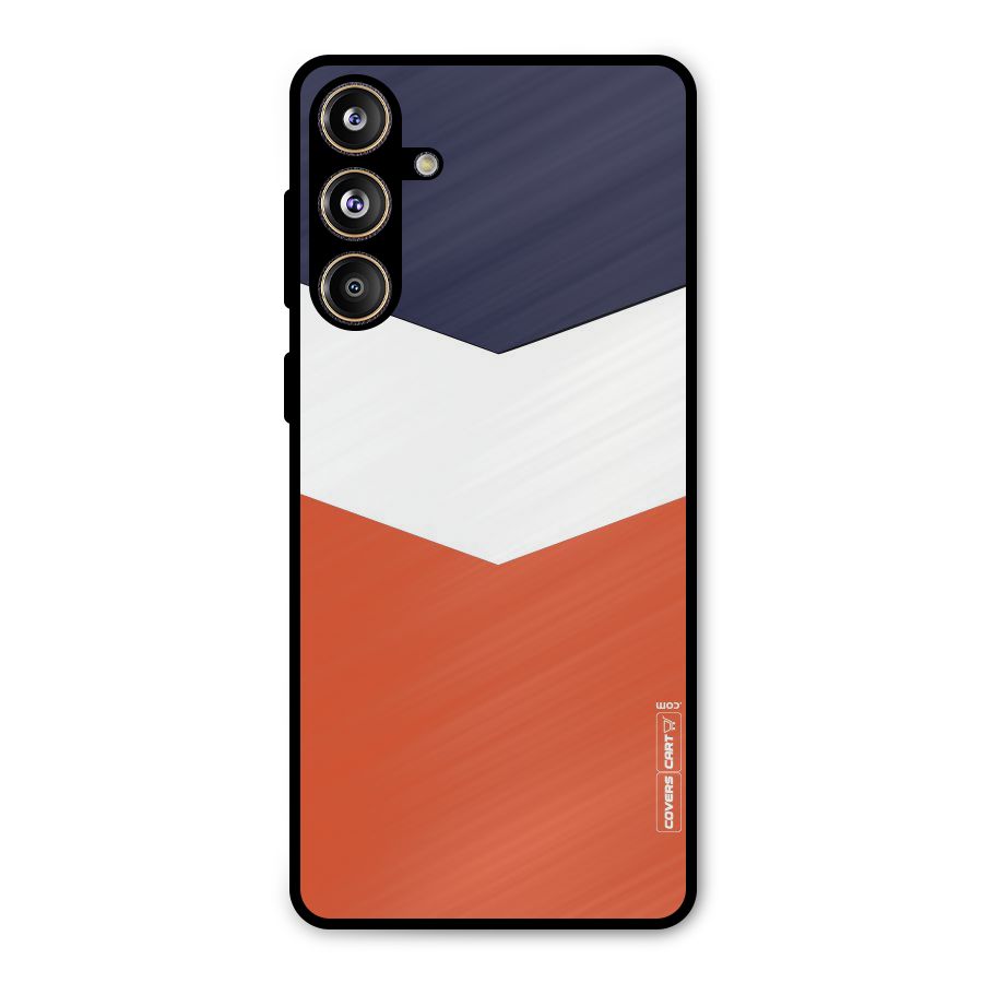 Navy Blue White Orange Arrow Metal Back Case for Galaxy F55