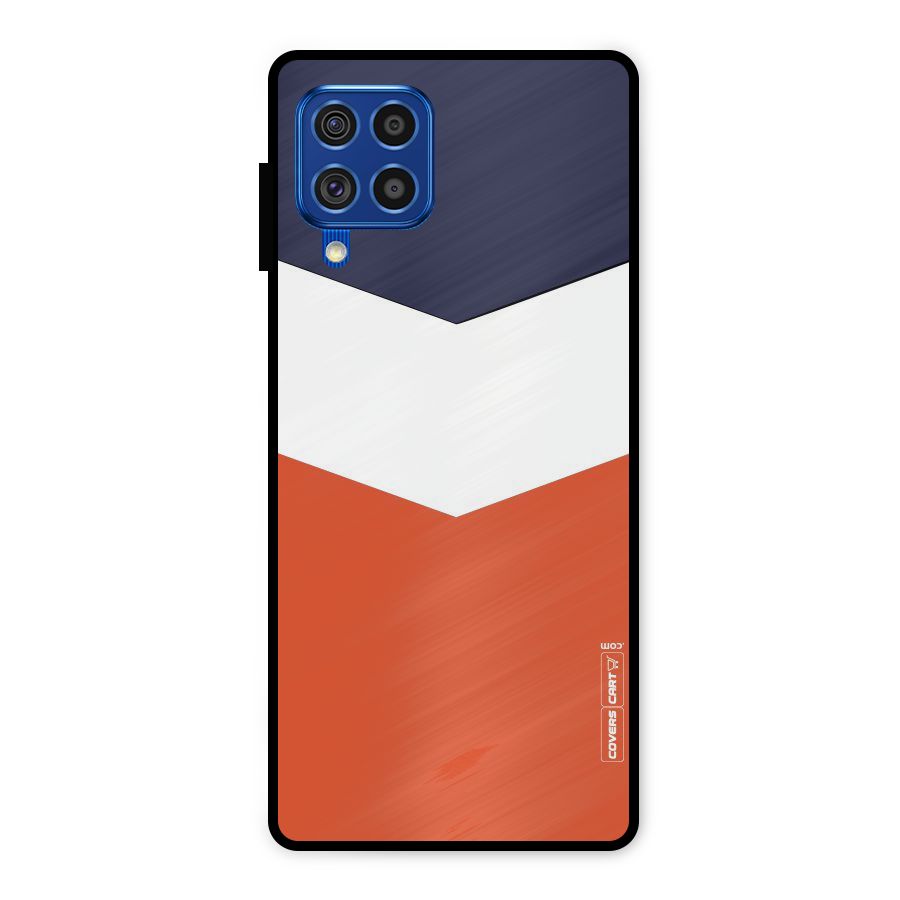 Navy Blue White Orange Arrow Metal Back Case for Galaxy F62