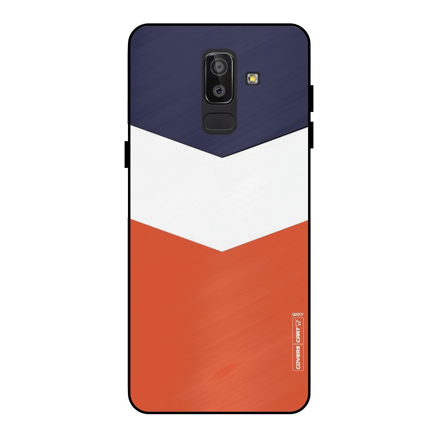Navy Blue White Orange Arrow Metal Back Case for Galaxy J8