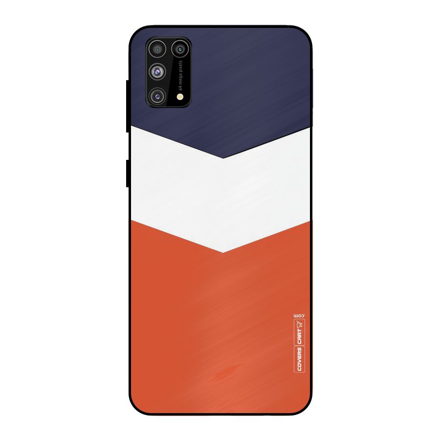Navy Blue White Orange Arrow Metal Back Case for Galaxy M31