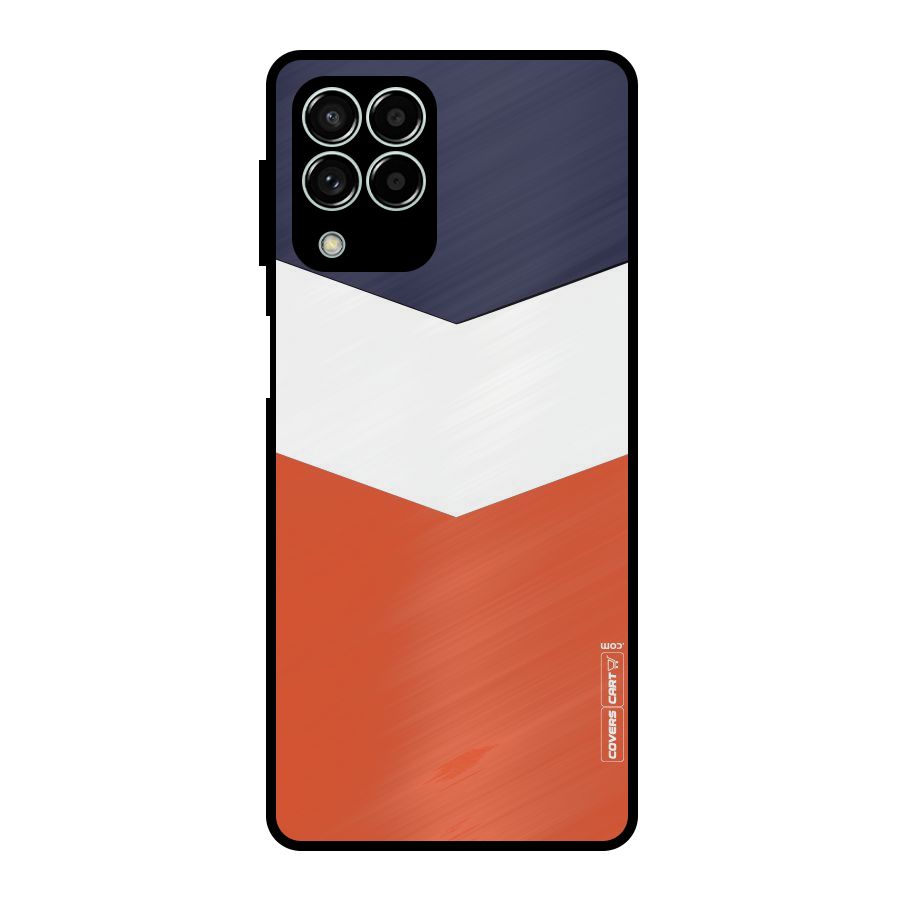 Navy Blue White Orange Arrow Metal Back Case for Galaxy M33