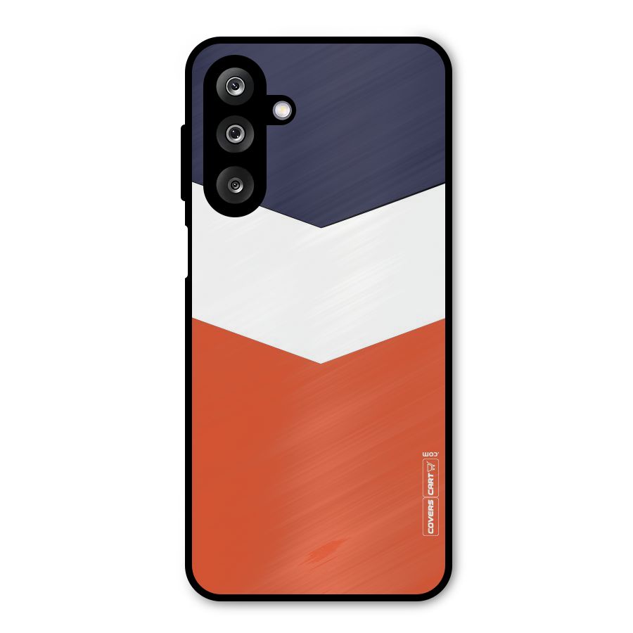 Navy Blue White Orange Arrow Metal Back Case for Galaxy M36