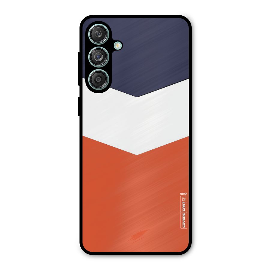 Navy Blue White Orange Arrow Metal Back Case for Galaxy M55 5G