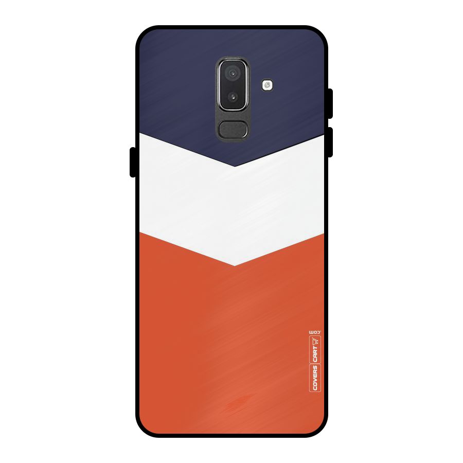 Navy Blue White Orange Arrow Metal Back Case for Galaxy On8 (2018)