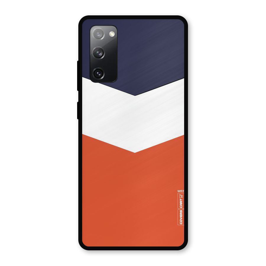 Navy Blue White Orange Arrow Metal Back Case for Galaxy S20 FE 5G