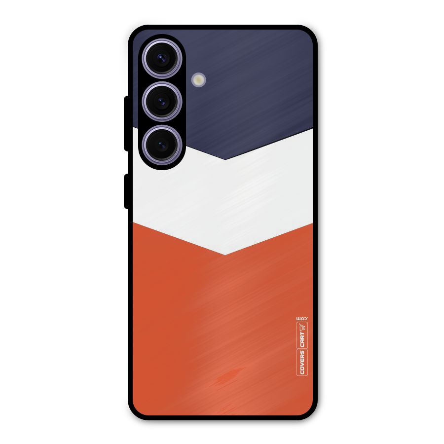 Navy Blue White Orange Arrow Metal Back Case for Galaxy S24