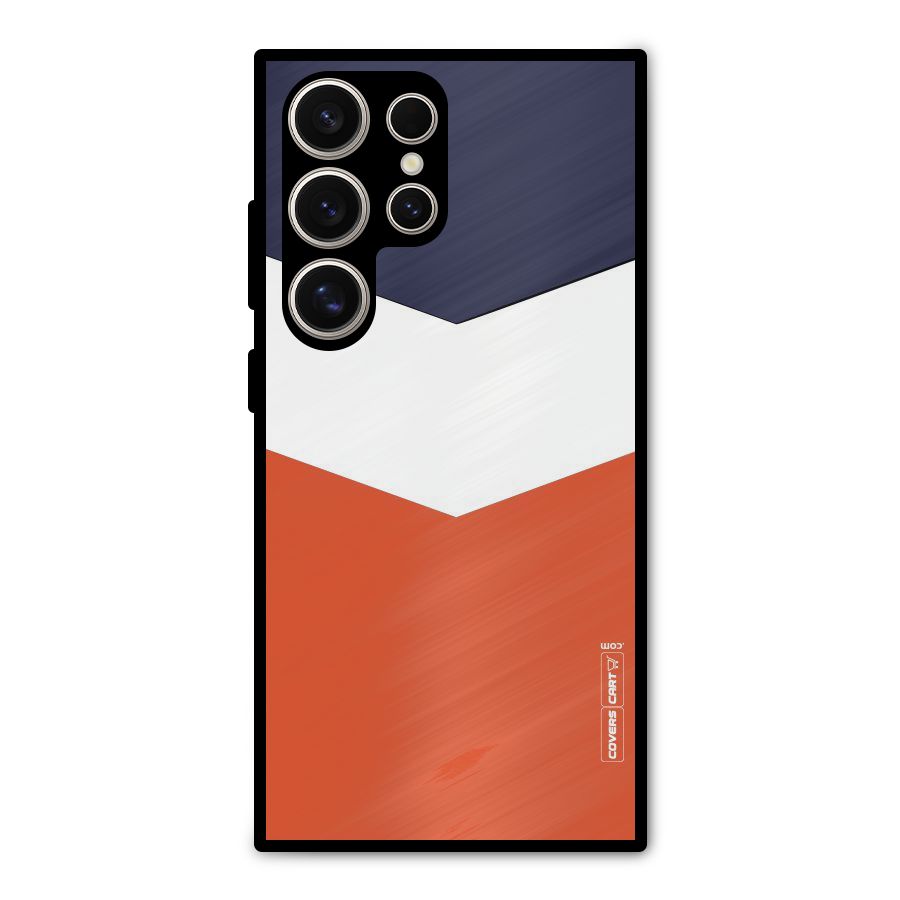Navy Blue White Orange Arrow Metal Back Case for Galaxy S24 Ultra