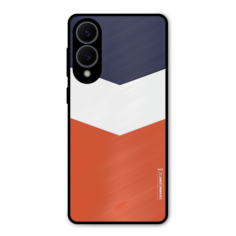 Navy Blue White Orange Arrow Metal Back Case for Galaxy S25 Edge