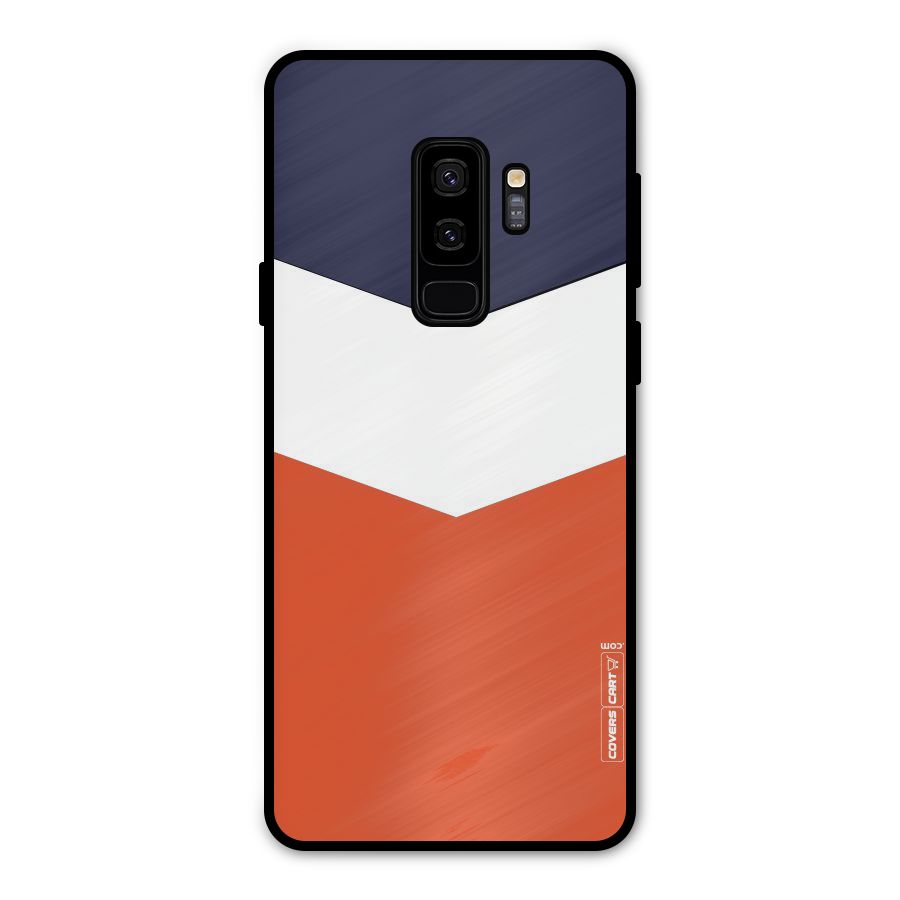 Navy Blue White Orange Arrow Metal Back Case for Galaxy S9 Plus